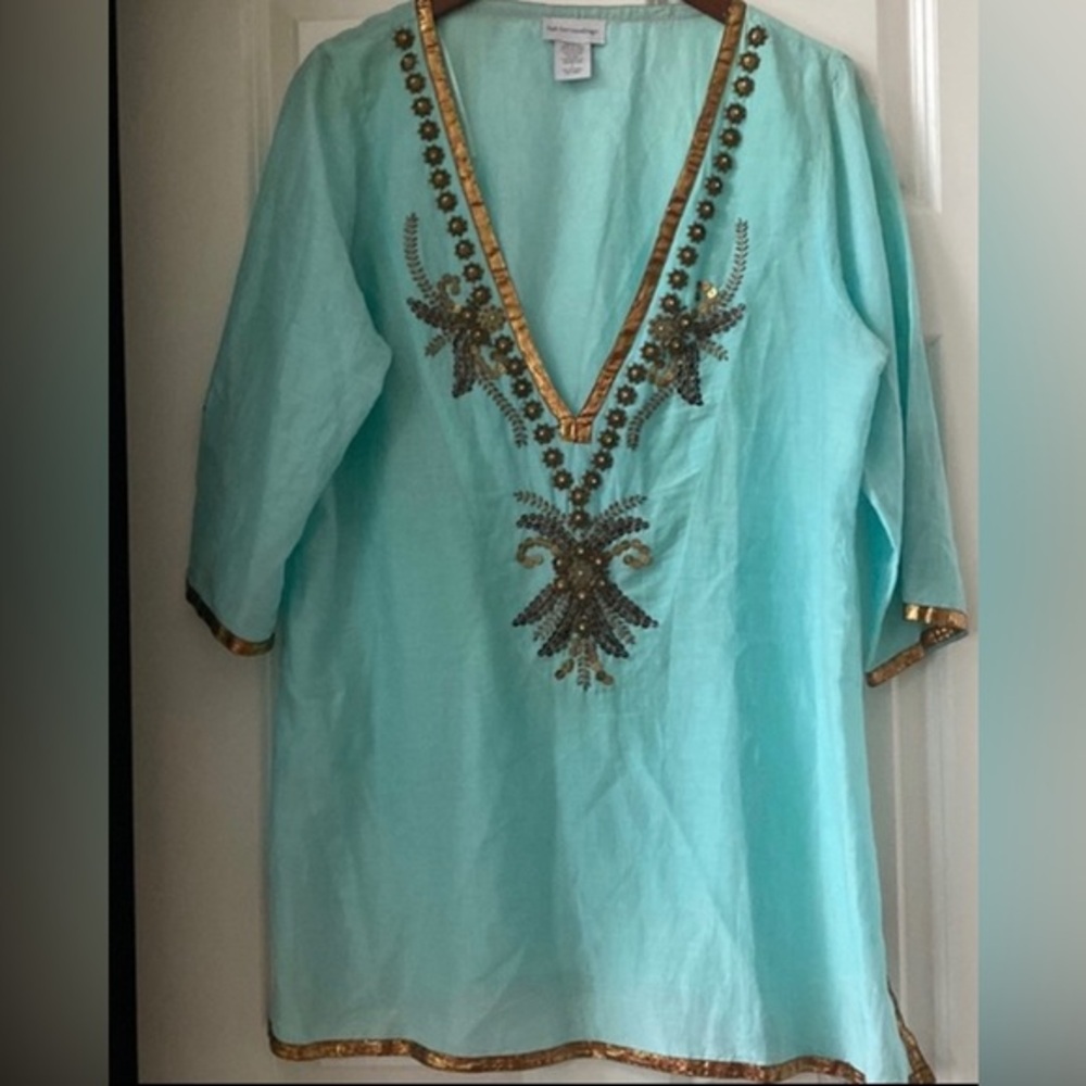 Soft Surroundings embroidered & beaded  Summer Top